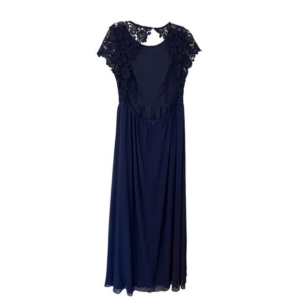 Lulu's Lace Open Back Maxi Dress Gown Navy Blue Size Medium - Picture 2 of 8